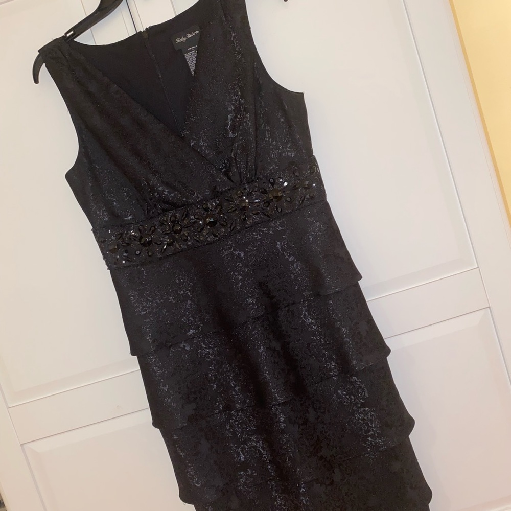 Kathy Roberts Embellished Black Dress, Size 8